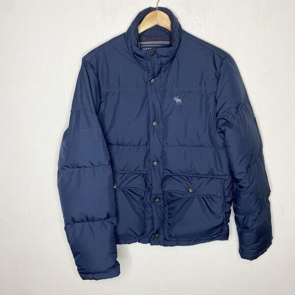 Abercrombie‎ And Fitch Down Insulation Blue Puffer Coat Jacket Mens Small - Picture 1 of 16
